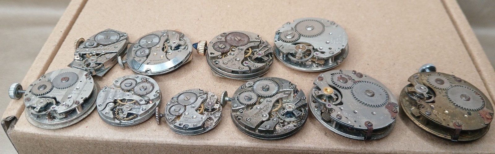 Vintage Watch Movement Lot Benrus Westfield Windsor Sperina Saxony 10pc Parts