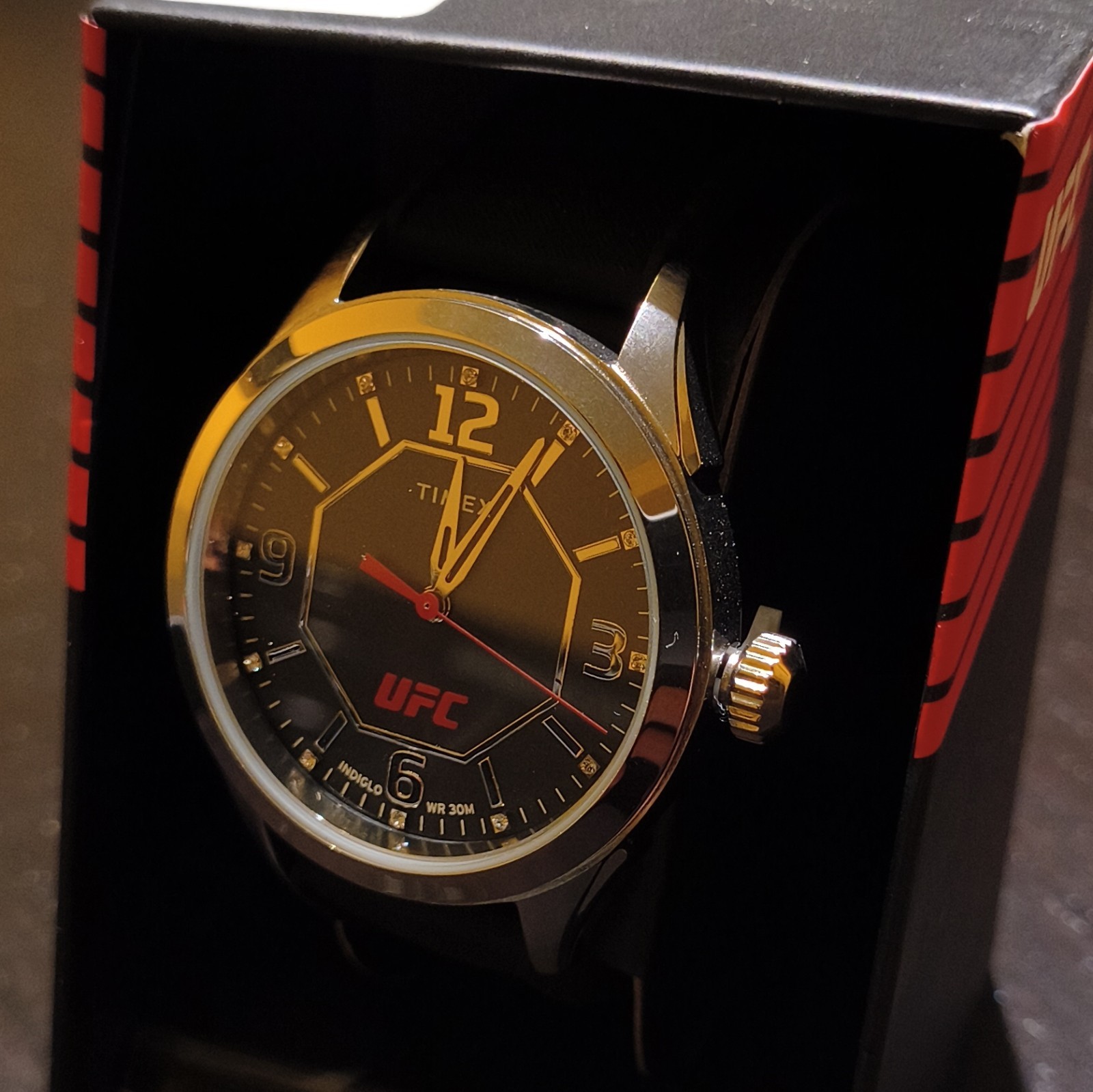Timex UFC Men’s 45mm Analog Quartz Watch Indiglo Black Silicone Strap WR30m