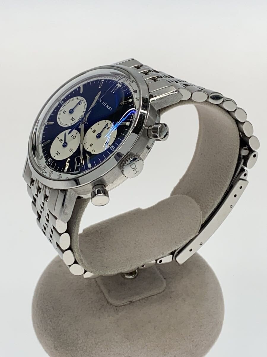 DAN HENRY Watch Analog Navy Dial Silver 1964 Men’s Auth Rare w/Accessory