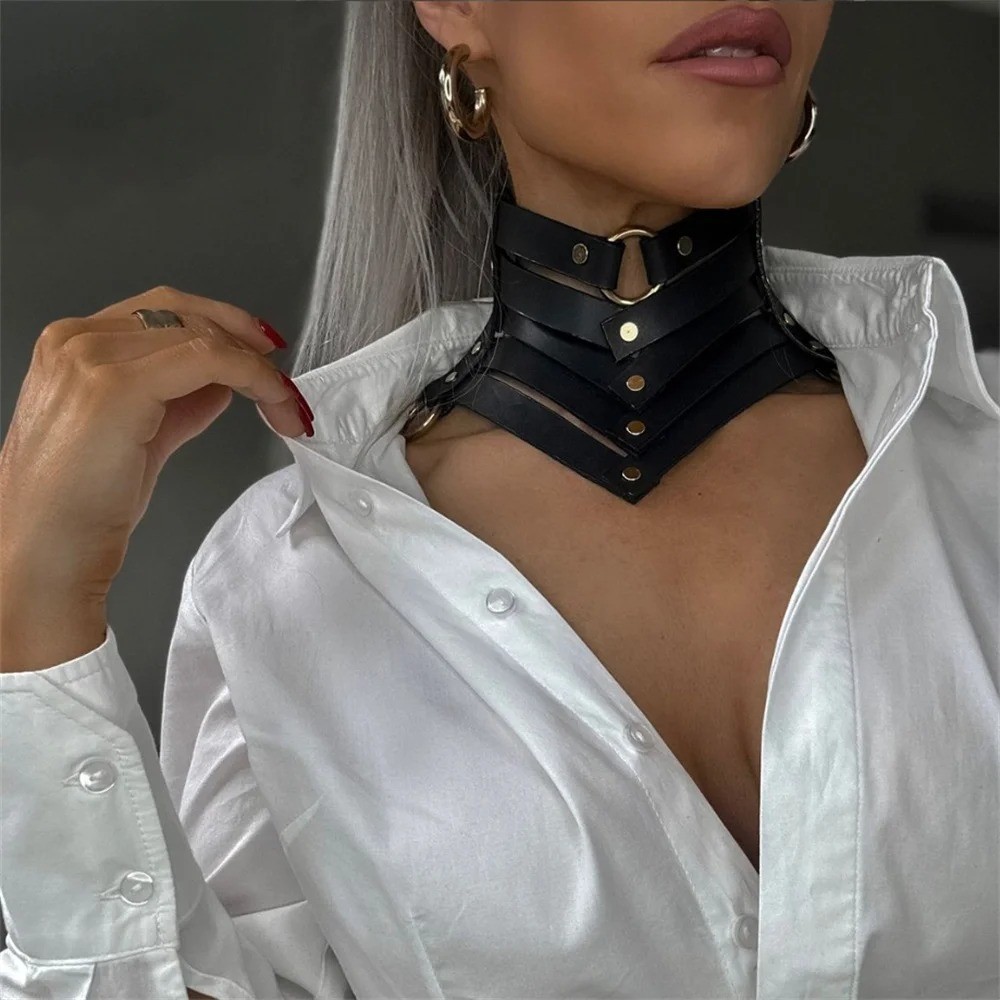Black Gothic Punk Leather Choker Necklace Rivet Collar Beautiful Jewelry Gift