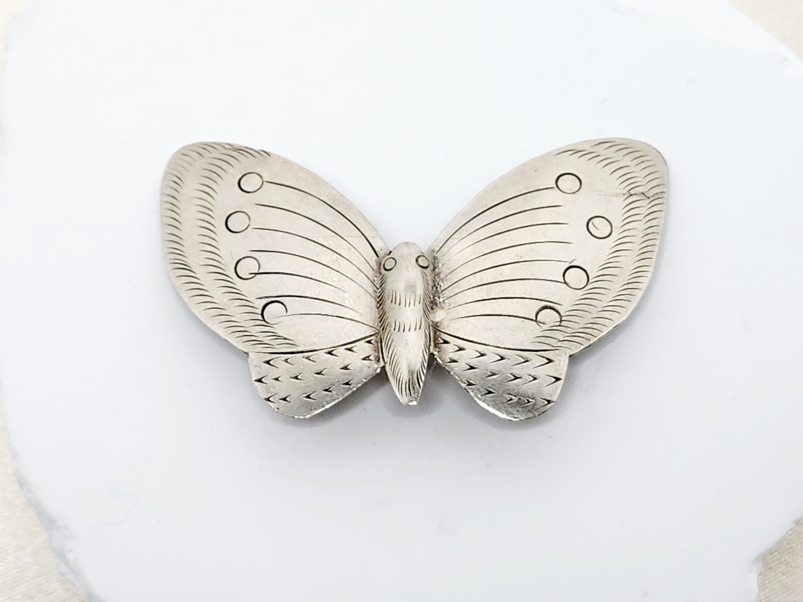 Vintage Nickel Silver Butterfly Brooch- 2 1/4″ W