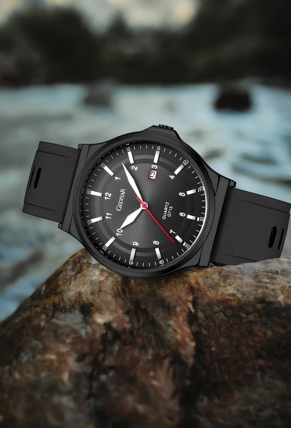 Men’s Analog Quartz Watch Silicone Band Waterproof Date Casual Business Sport