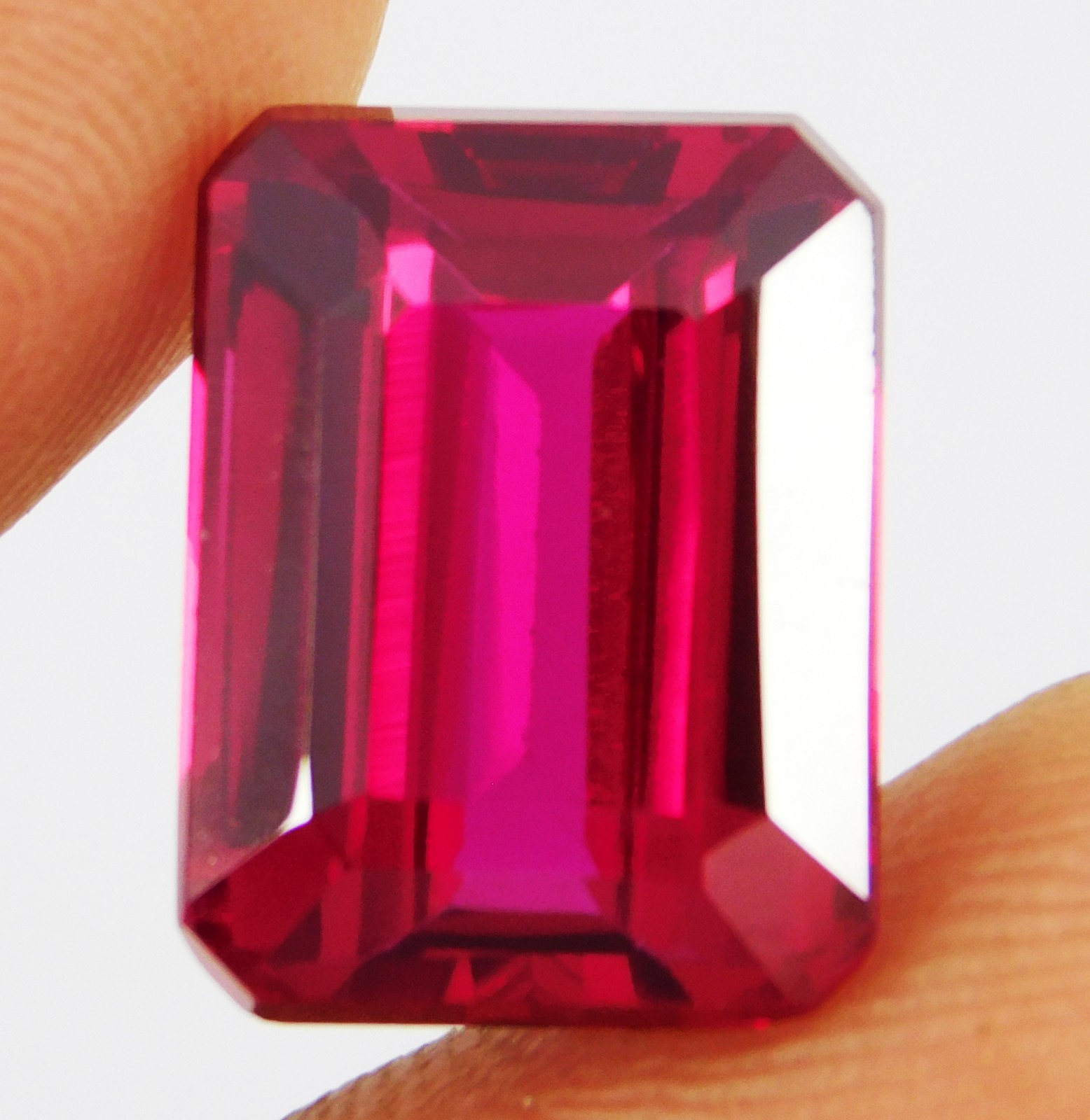Certified 11.70 Ct Natural Mozambique Red Ruby Stunning Emerald Cut Gemstone