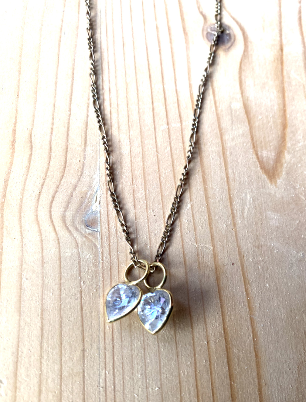 ::925 SILVER CHAIN FIGARO CHAIN GOLD PLATED WITH 2 x PENDANTS VINTAGE DESIGN HALLMARKED