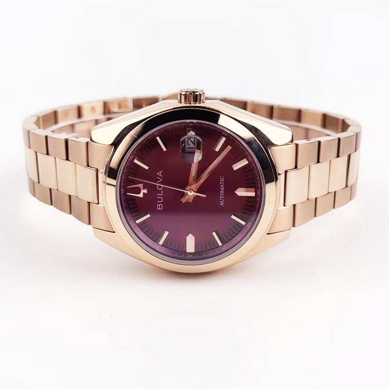 Bulova Surveyor 97B234 Automatic Men’s Watch Purple Dial Rose Gold 39MM