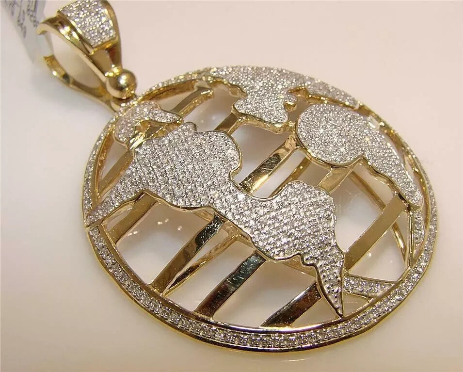 Men’s 2Ct Lab Created Diamond Round Cut Charm Pendant 14K Yellow Gold Plated