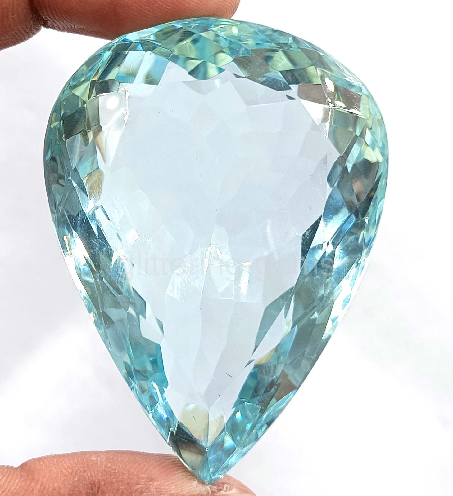 Certified Natural Brazilian 101.60 Ct Blue Pear Cut Topaz Loose Gemstone 5AIS