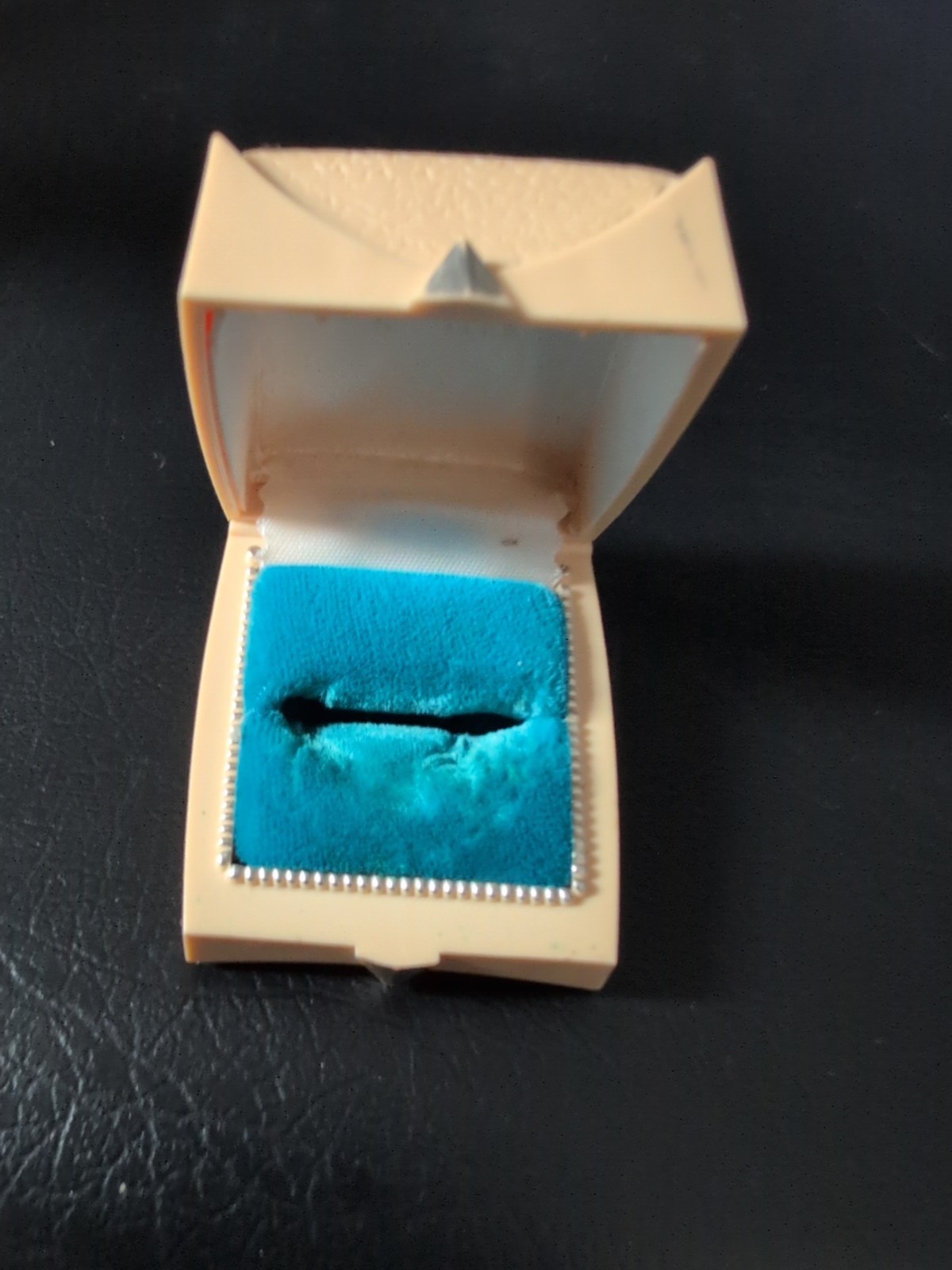 RARE Vintage Ring Display Presentation Box Celluloid with Blue Velvet by Rocket