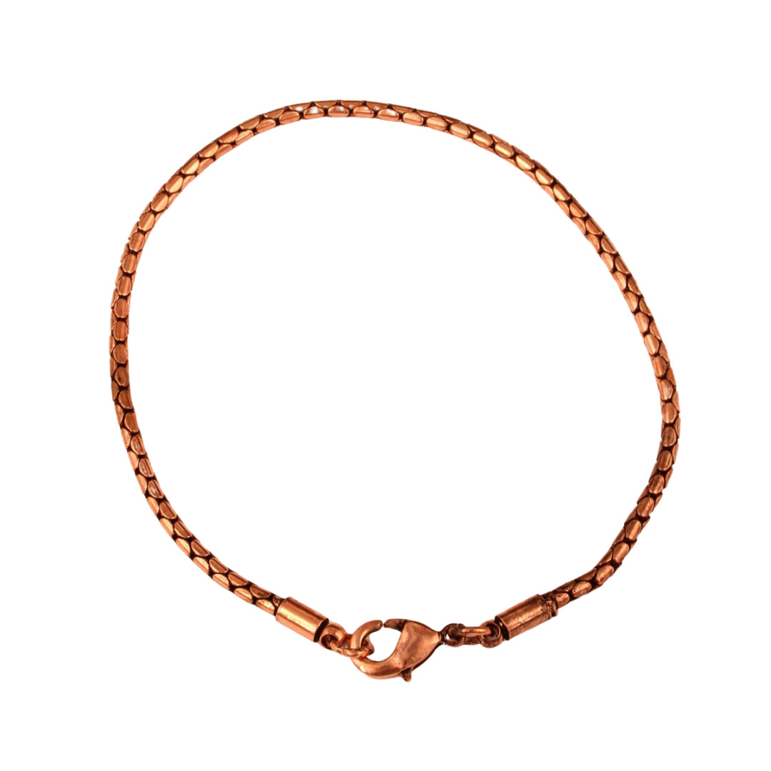 Oxidized Copper Wheat Chain Anklet for Women, Handmade Pure Copper Anklet