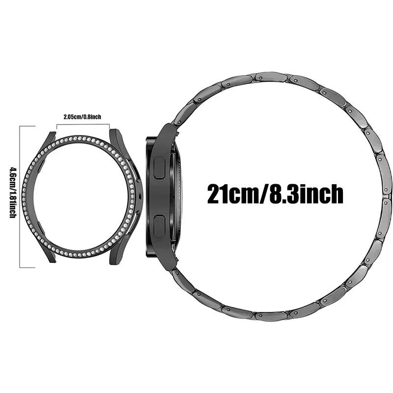 Diamond Strap +Case for Samsung Galaxy Watch 4 5 6 7 40mm 44mm Band Cover Bumper
