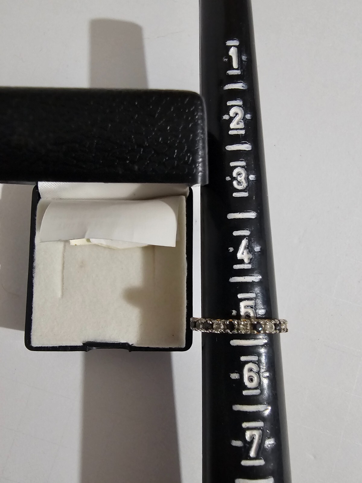 TWO TONE GOLD PLATED GENUINE BLACK SAPPHIRE AND CZ BAND RING SIZE 5 NIB