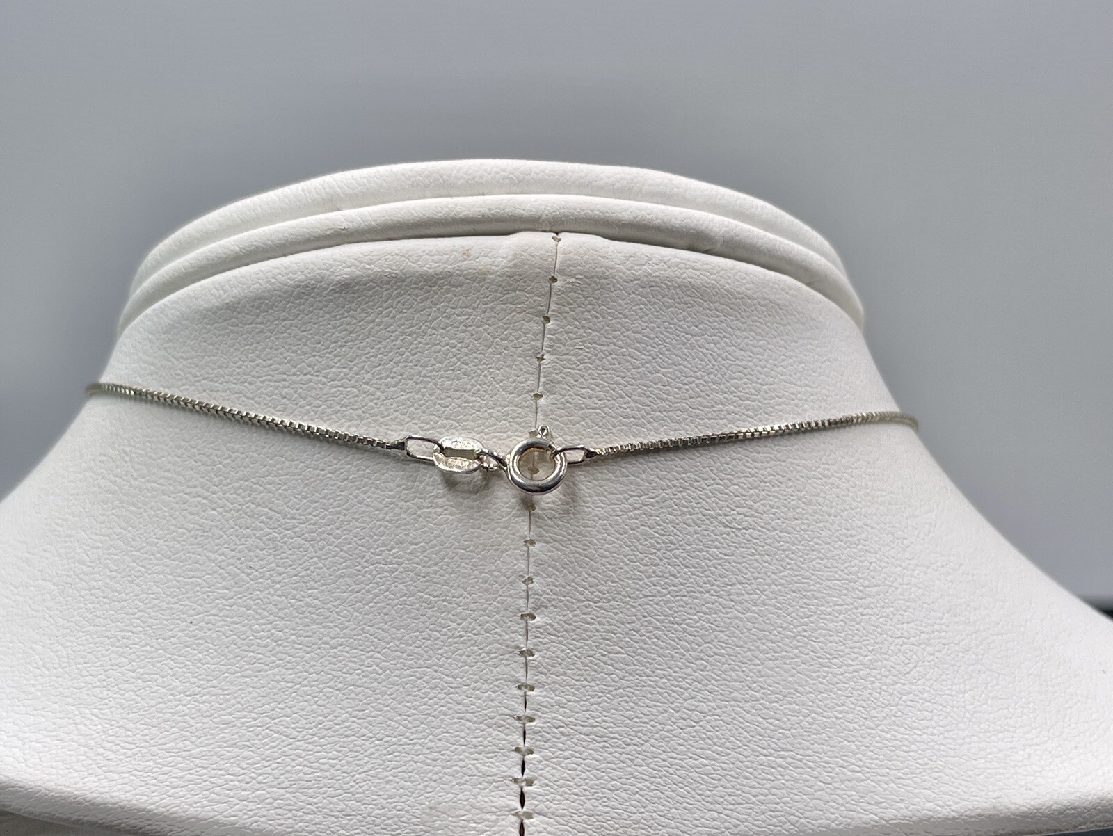 Necklace Sterling Silver Mother Of Pearl Dyed pink Box Chain Makers Mark 925 17”