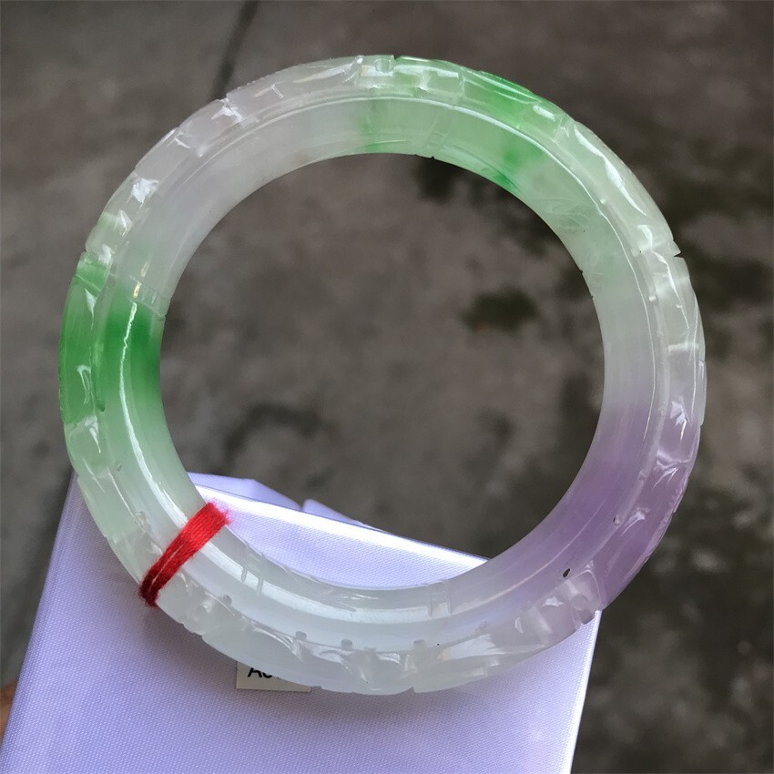 61mm Burma Natural Green Lavender Jadeite Jade Bracelet Emerald Jade Bracelet