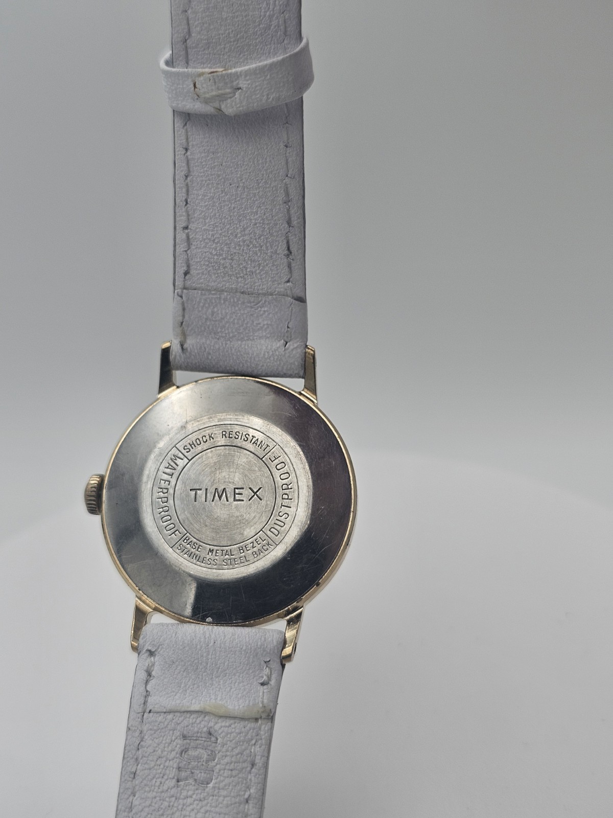 Timex Vintage Manual Wind Analog 29.5mm Gold SS Case Silver Dial White Strap