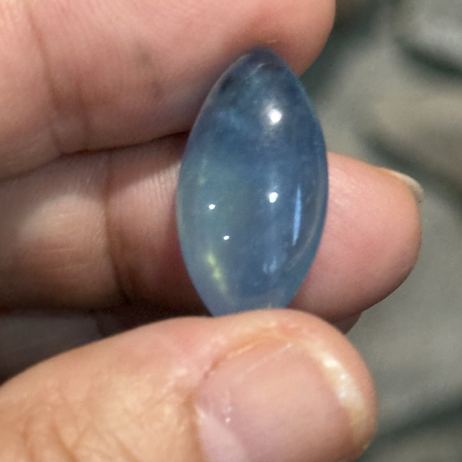 9.6ct 22.6x12x5.4mm Blue Stabilized Aquamarine Smooth Marquis Cabochon Gem