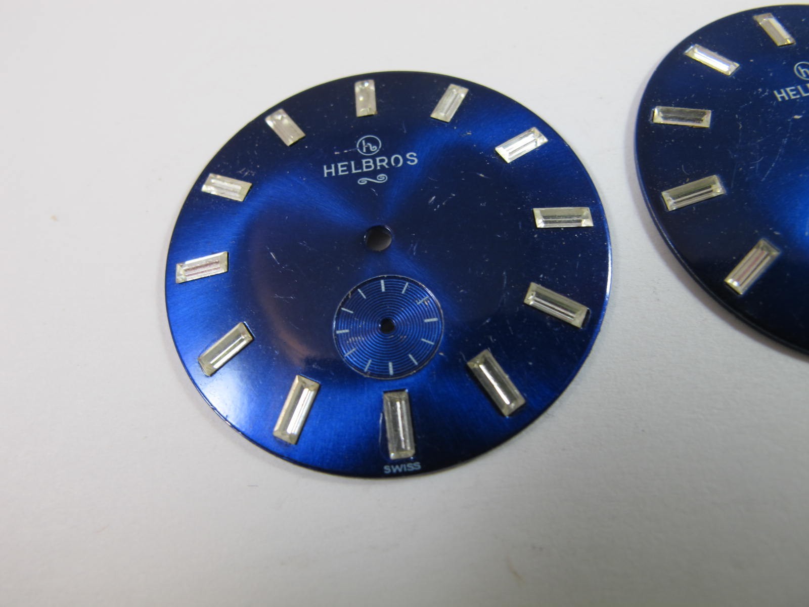 HELBROS MENS VINTAGE DARK BLUE FANCY DIALS WITH RHINESTONES 31.53MM
