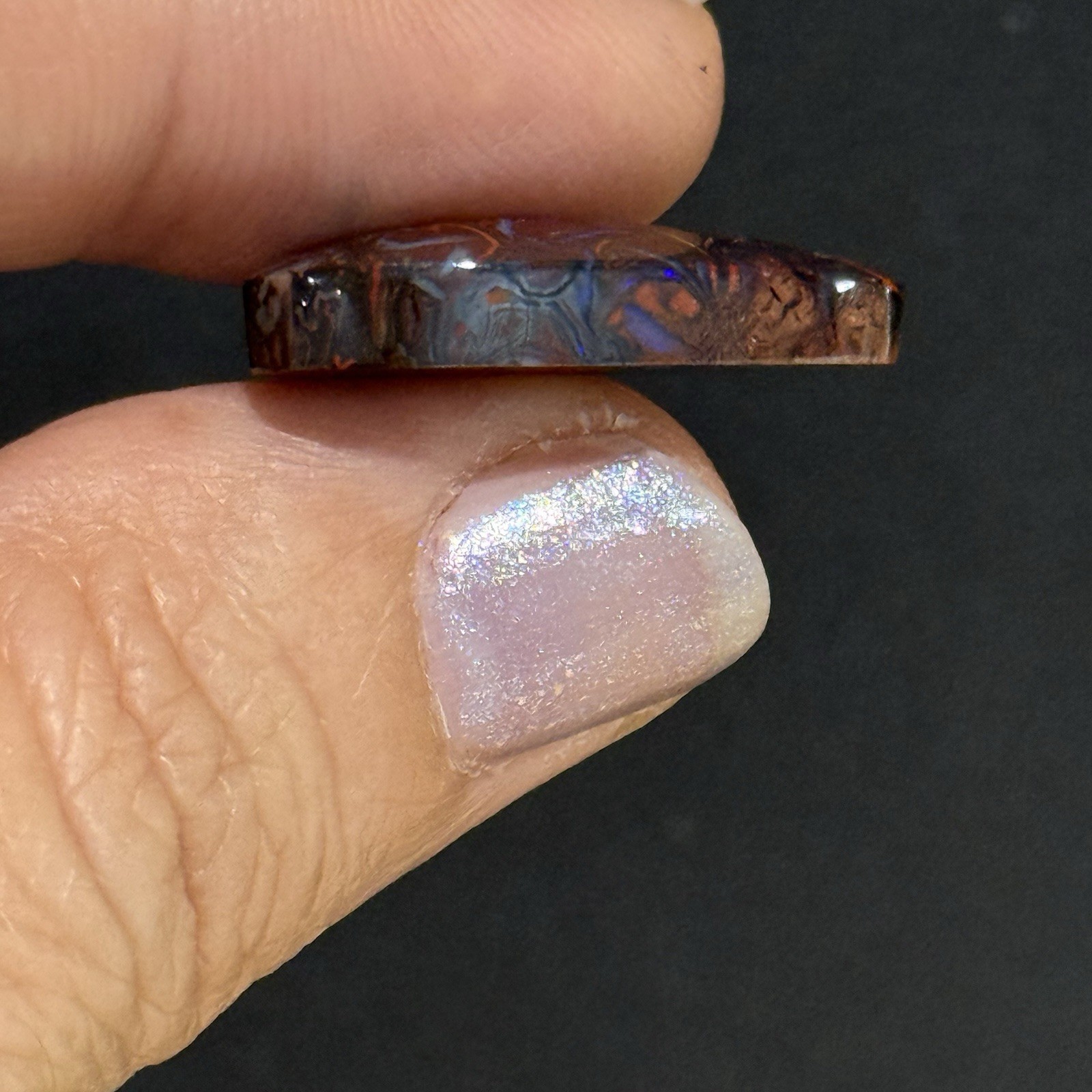 17ct 24.3×14.7×5.4mm Colorful Australian Koroit Boulder Opal Free Form Cabochon