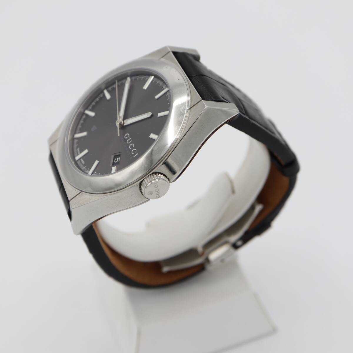 GUCCI Pantheon 115.2 Automatic Men’s Watch, Black Dial, H21634