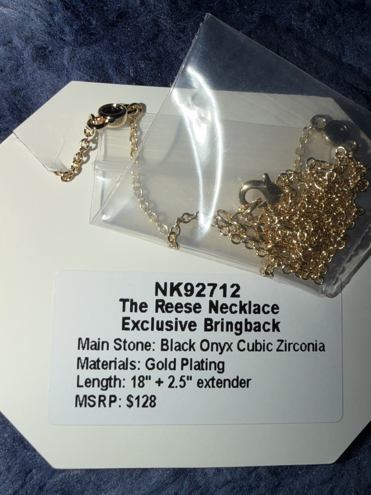 Bomb Party NK92712 “The Reese Necklace” Black Onyx on Yellow Gold Plating