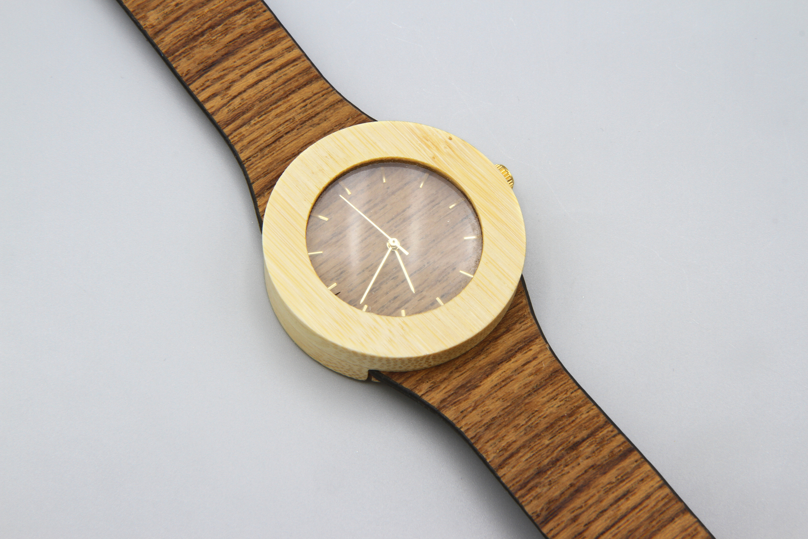 Working Analog Wrist Watch, Teak Wood Strap and Bamboo Body, Running Watch