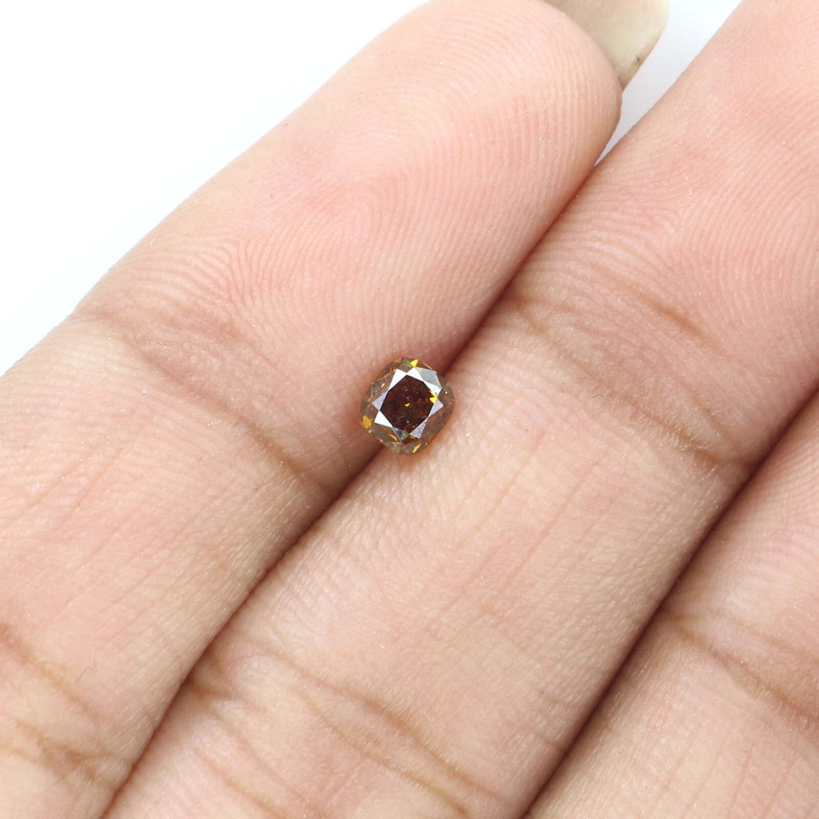 0.34 Ct Natural Loose Cushion Diamond 3.65 MM Coffee Brown Color Diamond KQ807