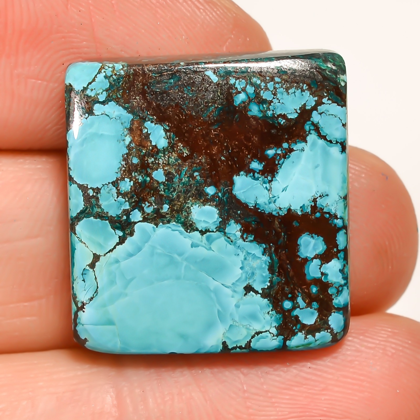 30.80 CTS Beautiful NATURAL TIBET TURQUOISE Cushion Cabochon Gemstone 20X22X5 mm