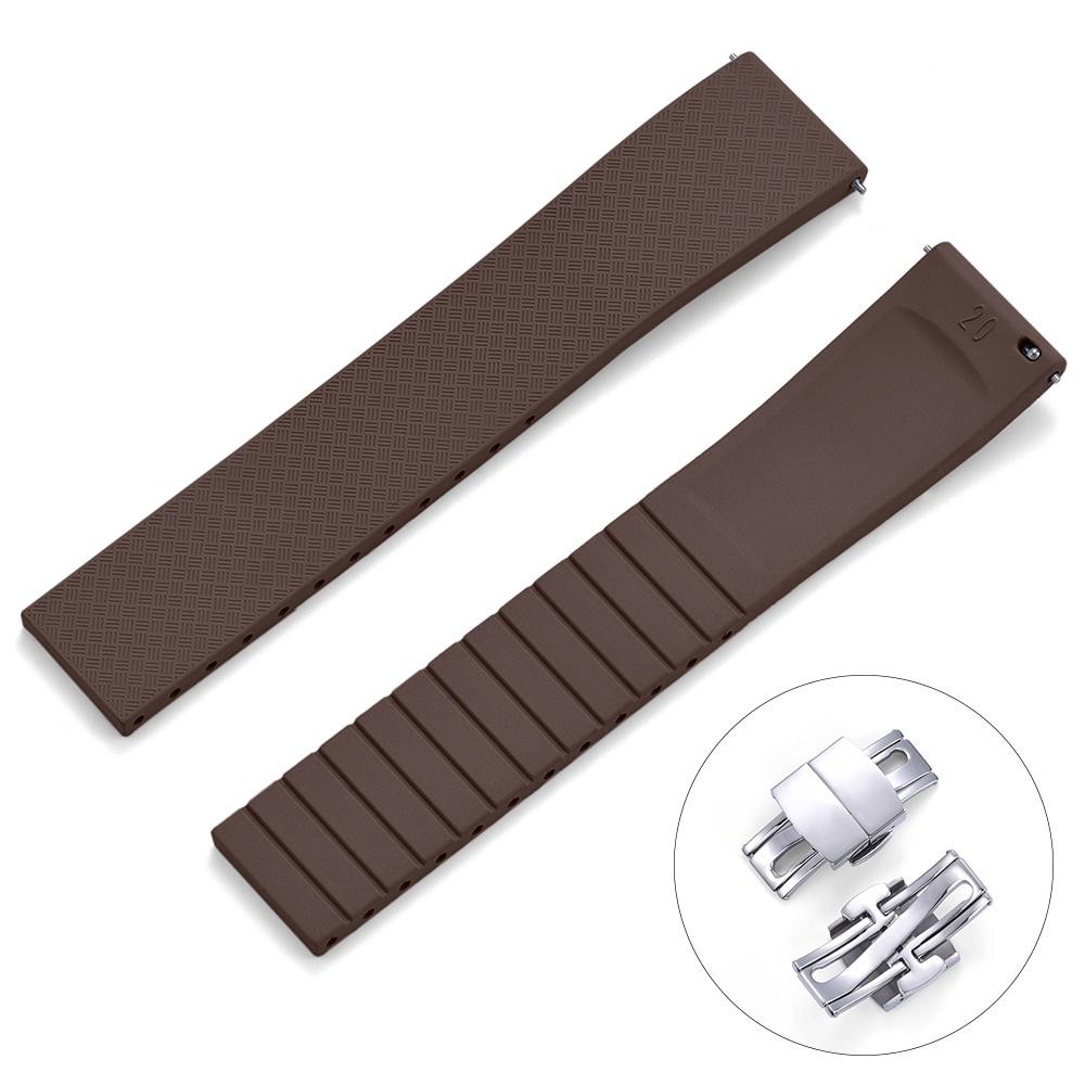 CTS FKM Rubber Watch Strap 18mm 19mm 20mm 22mm Cut To Size Butterfly Buckle