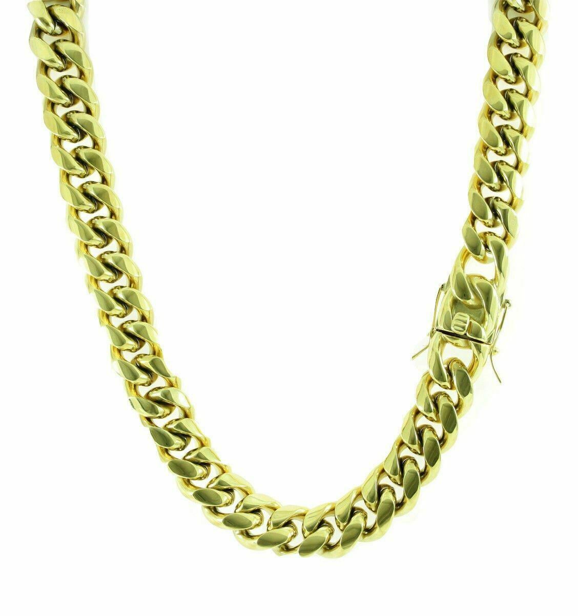 HARLEMBLING 18mm Mens Miami Cuban Link KILO Chain 14k Gold Plated HEAVY 18″-30″