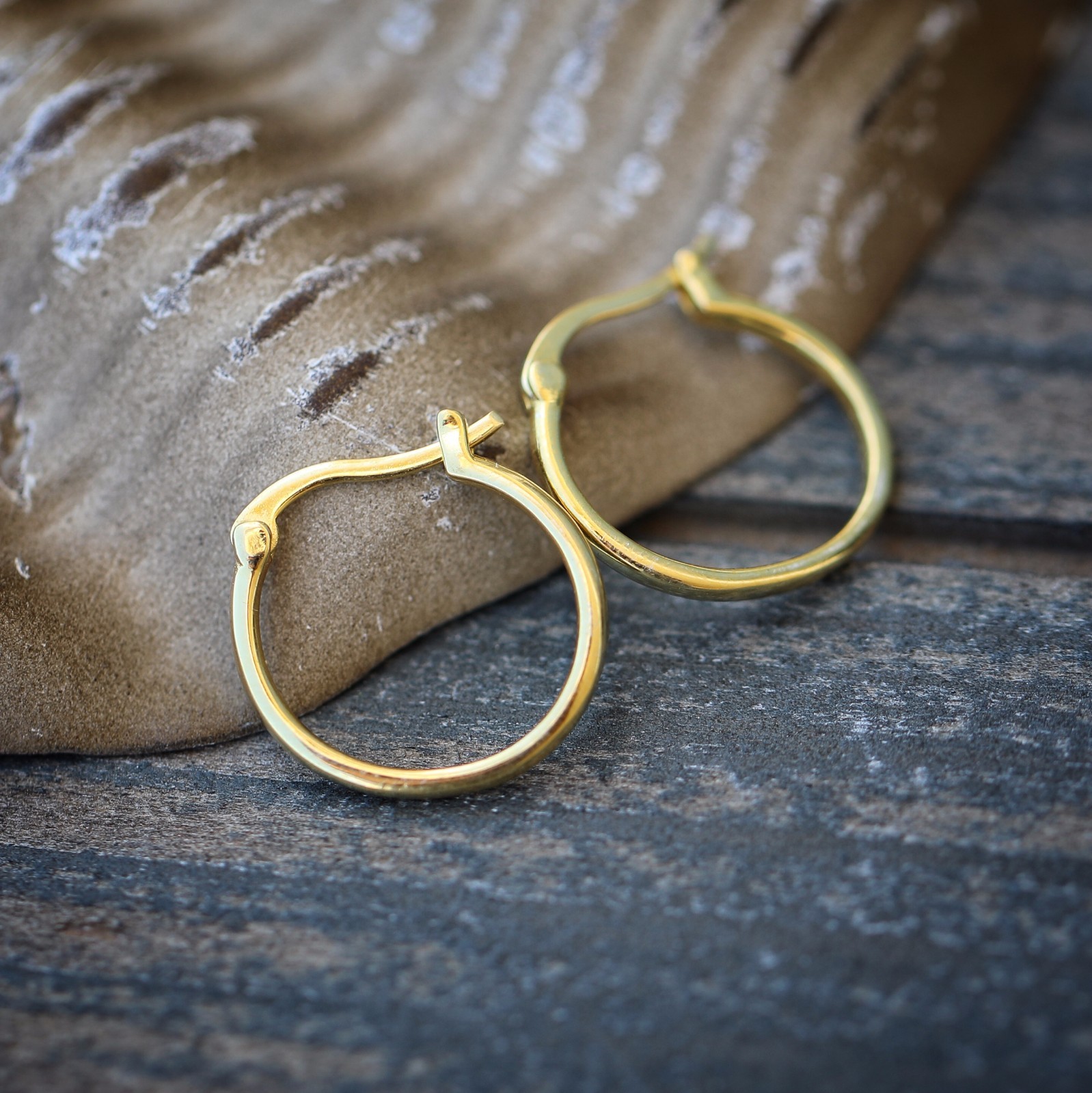 High Quality Gold Plated Men’s 925 Sterling Silver Solid Huggie Hoop Earrings