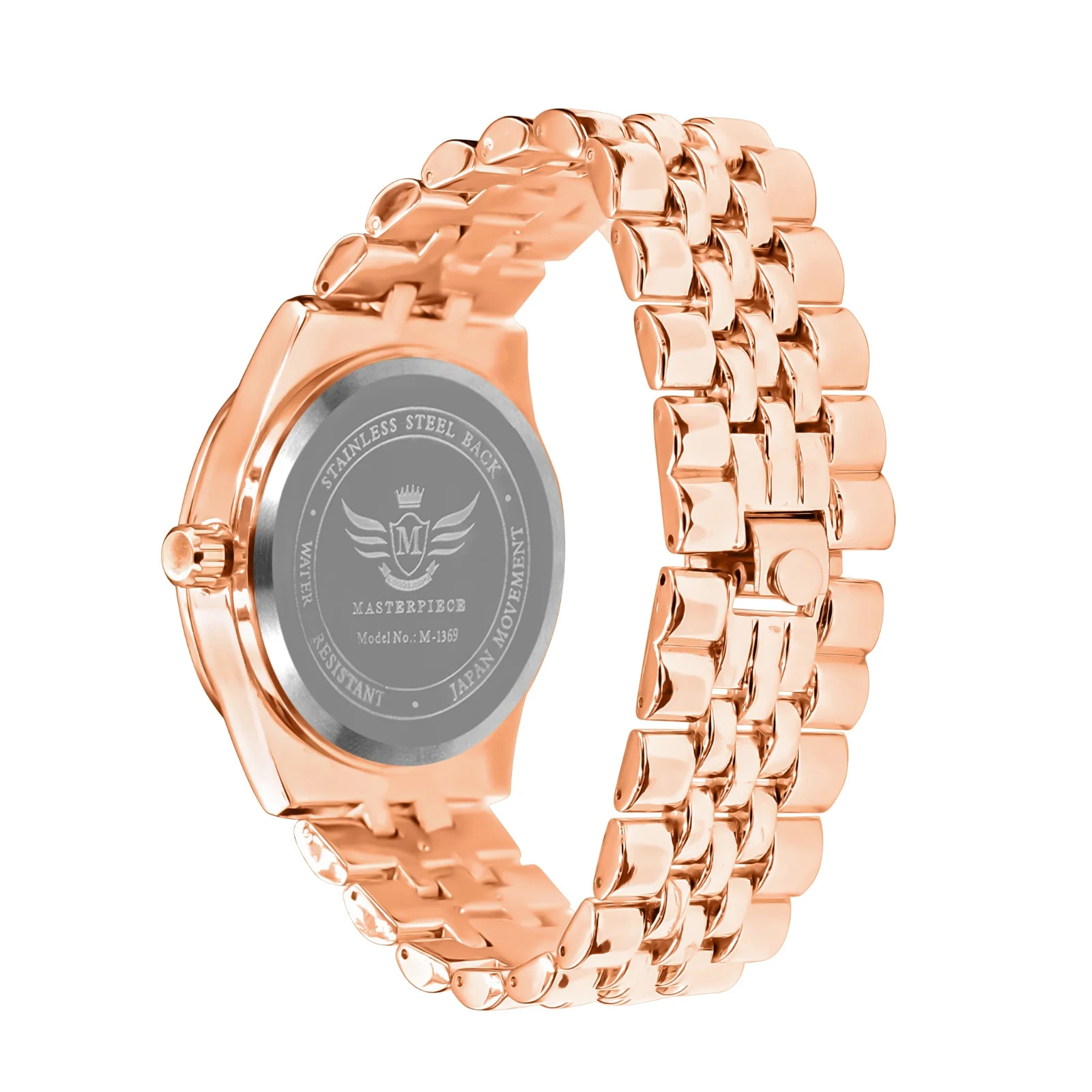 Rose Gold Mens Watch Japan Quartz Crystal Bezel Dress Luxury 43mm