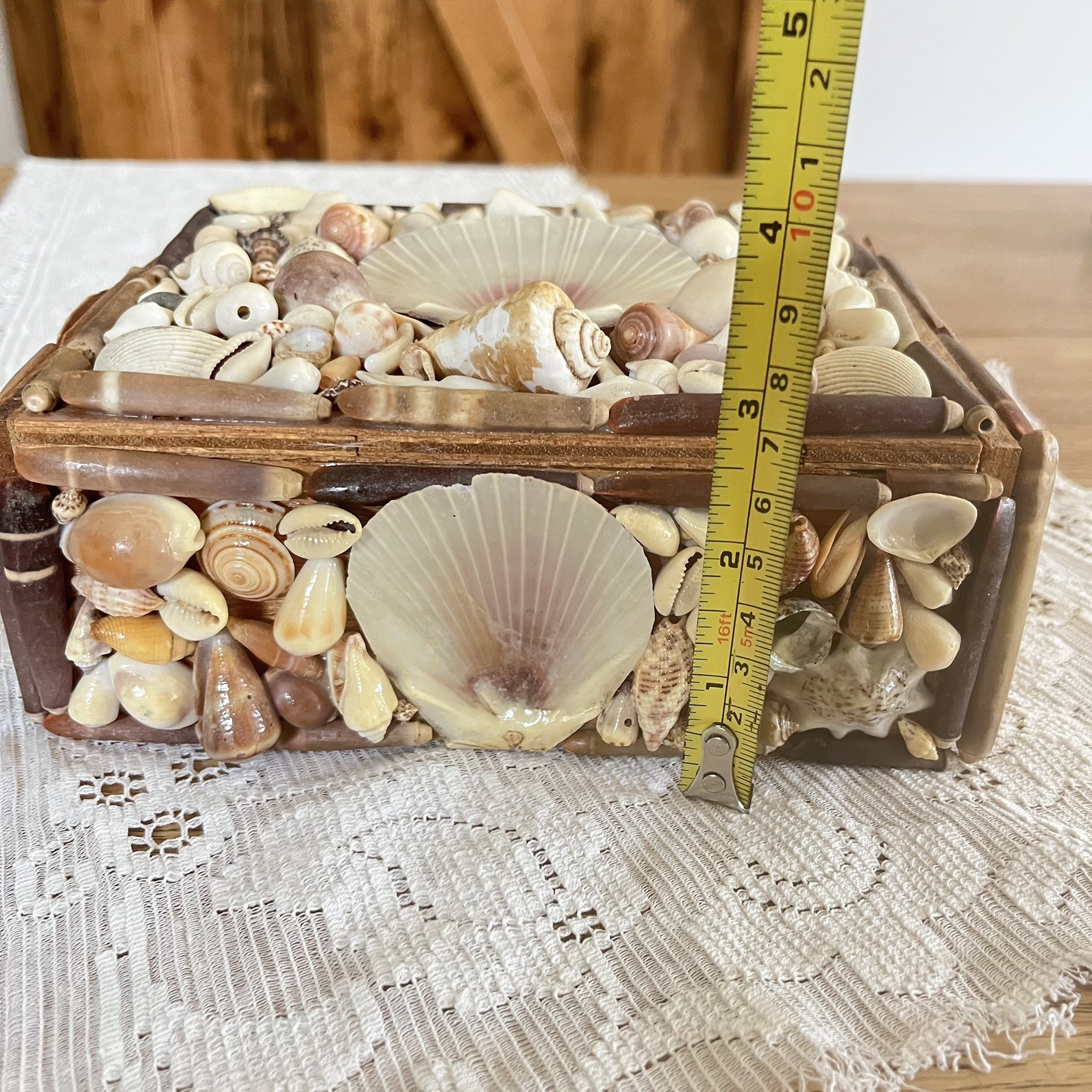 Vintage Seashell Jewelry Box Keepsake Trinket Shell Coastal Nautical