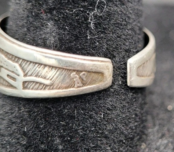 Vintage Sterling Silver Peruvian Inca Storytelling Picture Adjustable Ring Sz. 8