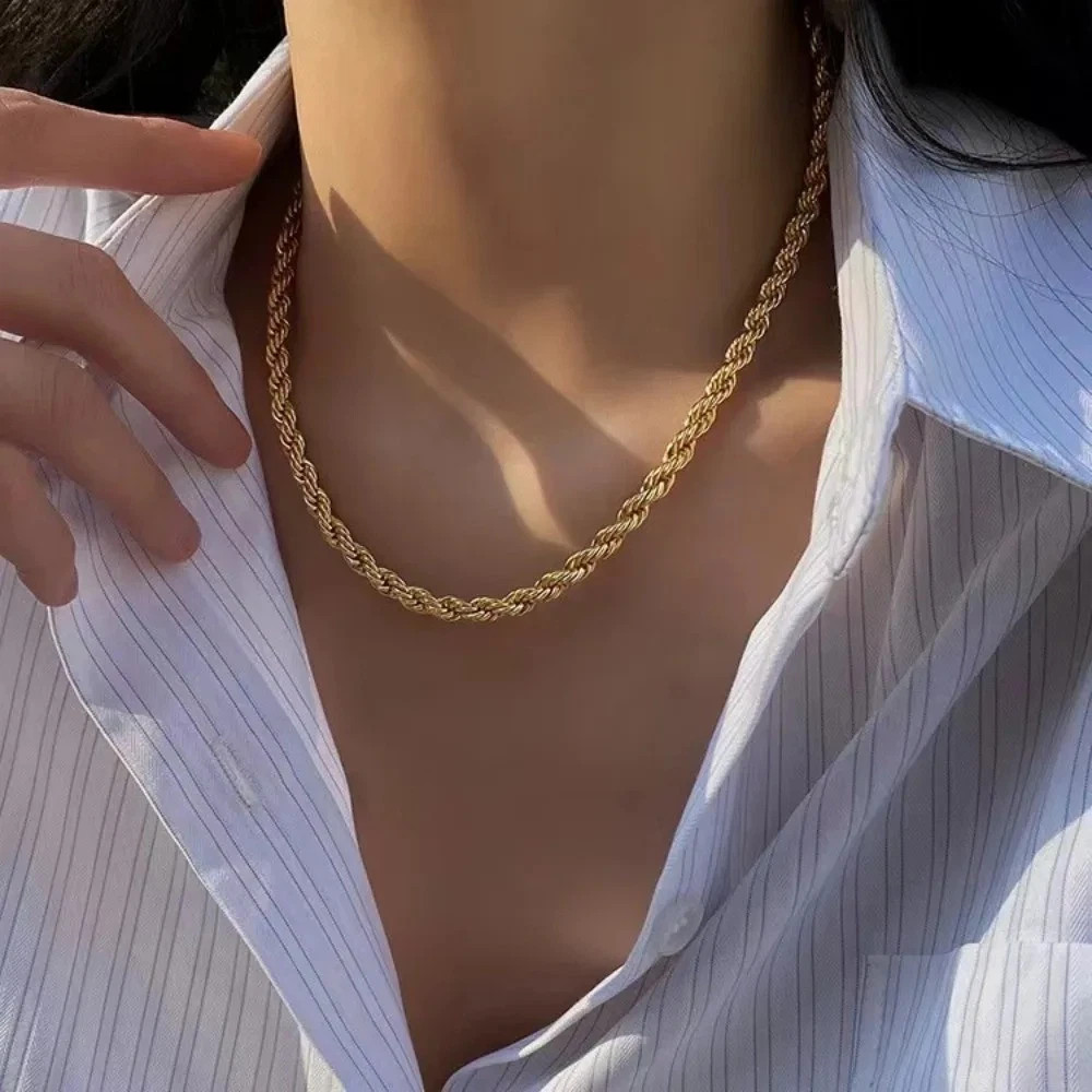 18K Gold Filled Italy Rope Necklace Heavy Solid Chain 2mm 3mm 4mm 5mm 6mm