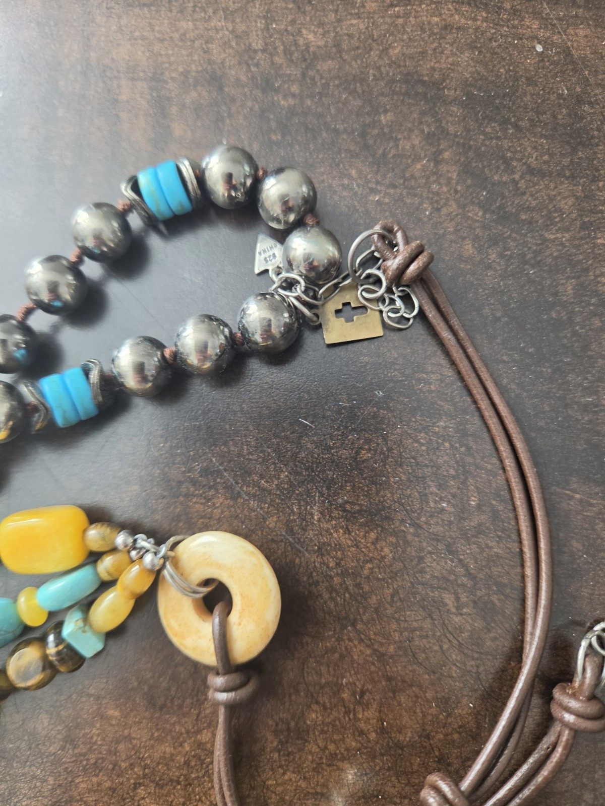 Lot Of Turquoise Jewelry Beaded Thai Bib Collar Necklace W Howlite, Navajo & See