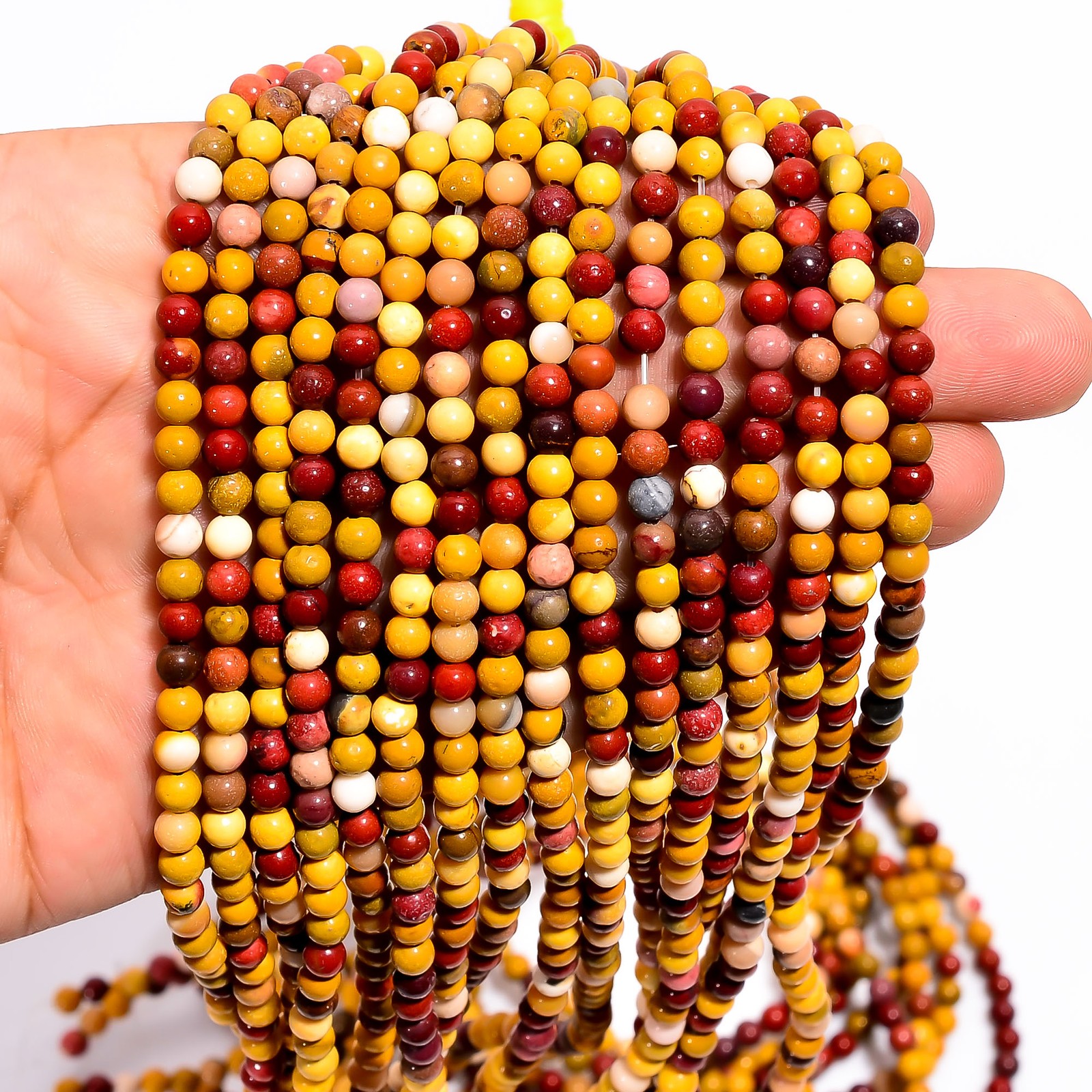 Natural Mookaite Gemstone Round Shape Smooth Beads 4X4.5 mm Strand 15″ AB608