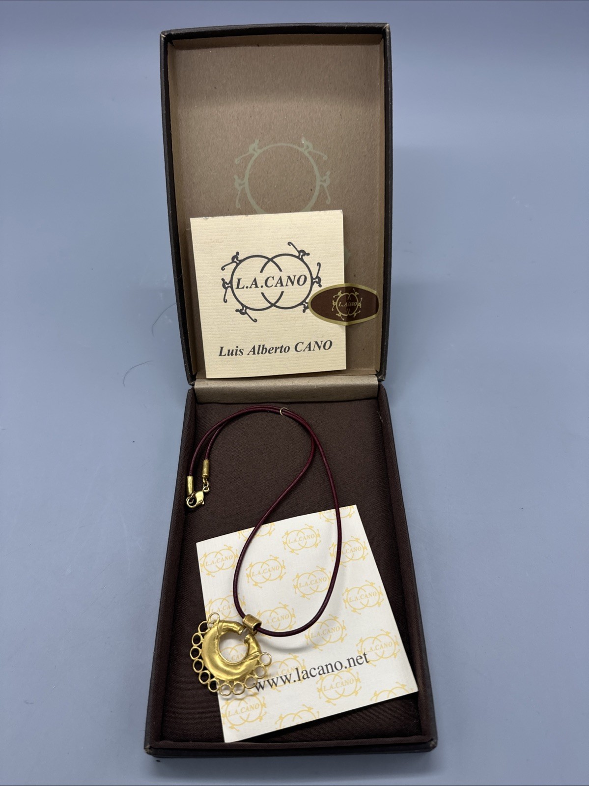 LUIS ALBERTO CANO 24 KT. GOLD PLATED NECKLACE PRE COLUMBIAN REPRODUCTION