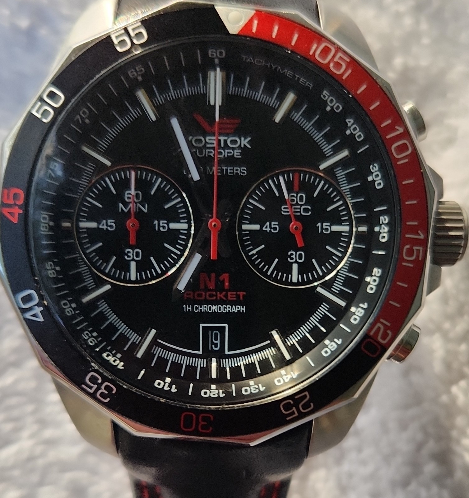 Vostok-Europe N1 Rocket Men’s Quartz Chronograph Date 200m 46mm Leather