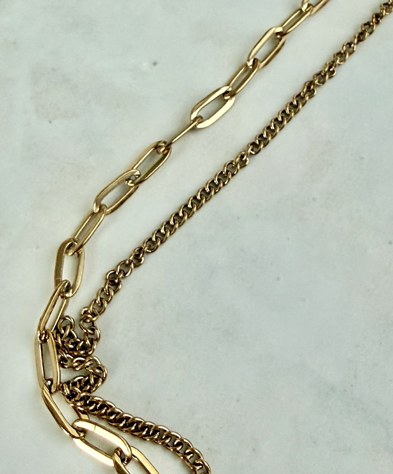 New Stainless Steel Gold-Tone Necklace with Front Clasp 16″