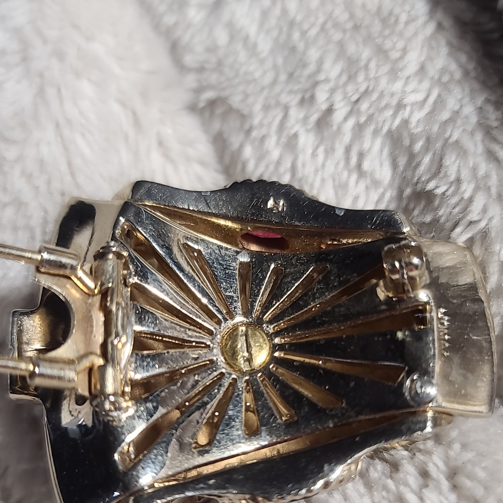 Jomaz Gold Pave and Enamel ‘Empress Josephine’ ‘Empire Blue’ Side Drum Pin Clip