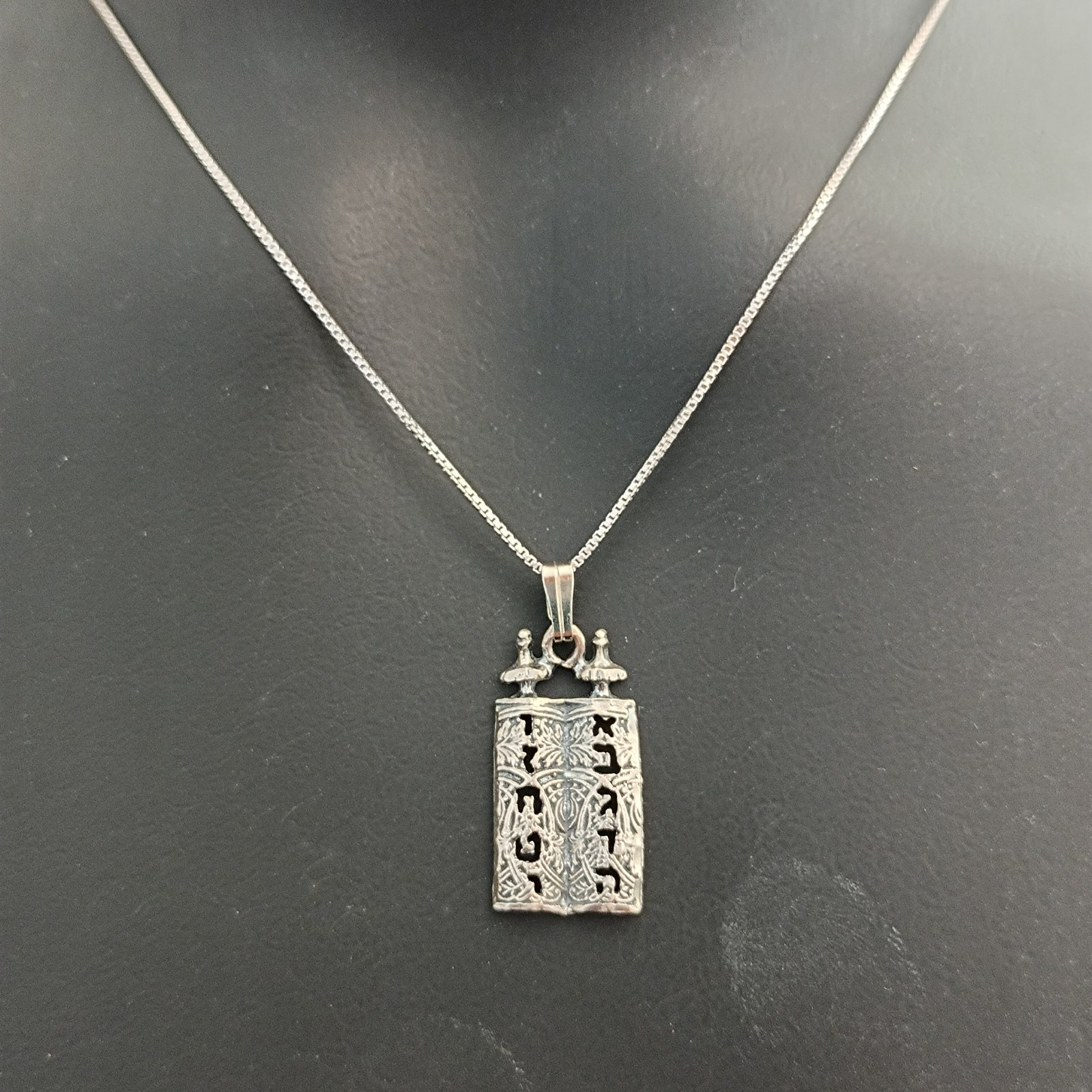 Ten Commandments Necklace Sterling Silver Torah Judaica Faith Men Women Gift VTG