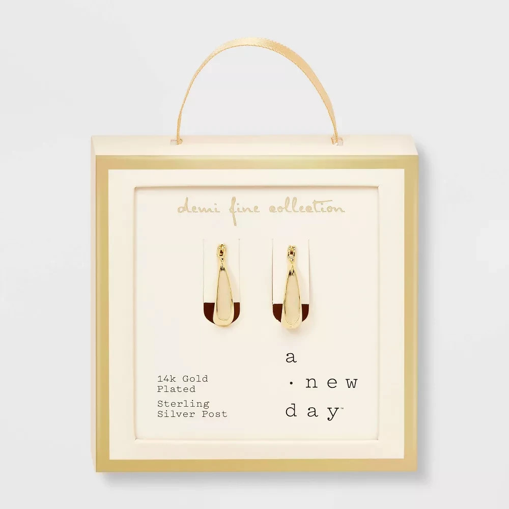 14k Gold Plated Plain Click Top Hoop Sterling Silver Post Earrings – A New Day