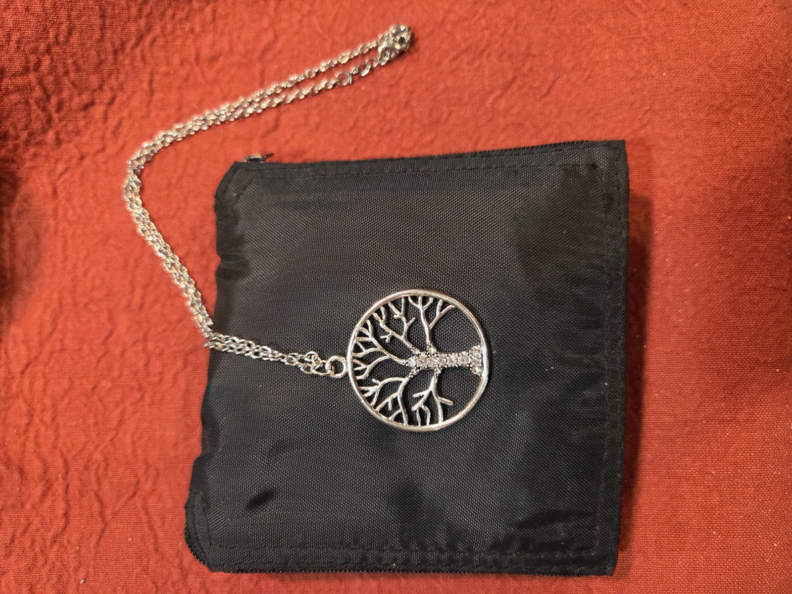 Tree Of Life Necklace With Stones In Trunk Of Tree