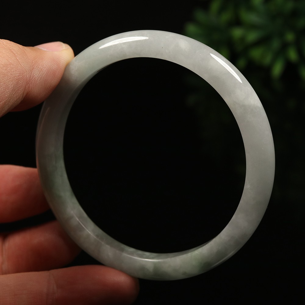 61mm White Lavender Green Jadeite Jade Bangle Bracelet Burma Jade Bangle A-14133