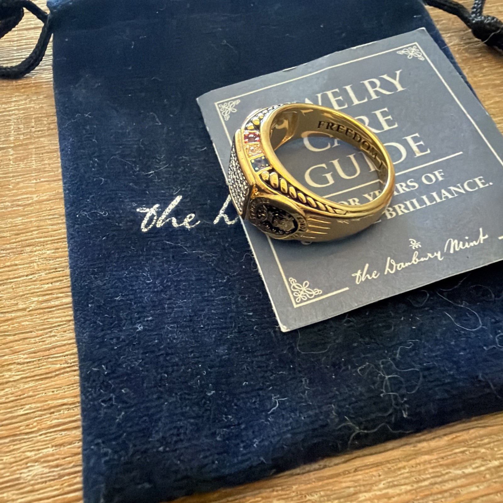 Danbury Mint Navy Diamond Ring “FREEDOM ISN’T FREE” Engraved Inside Size 10