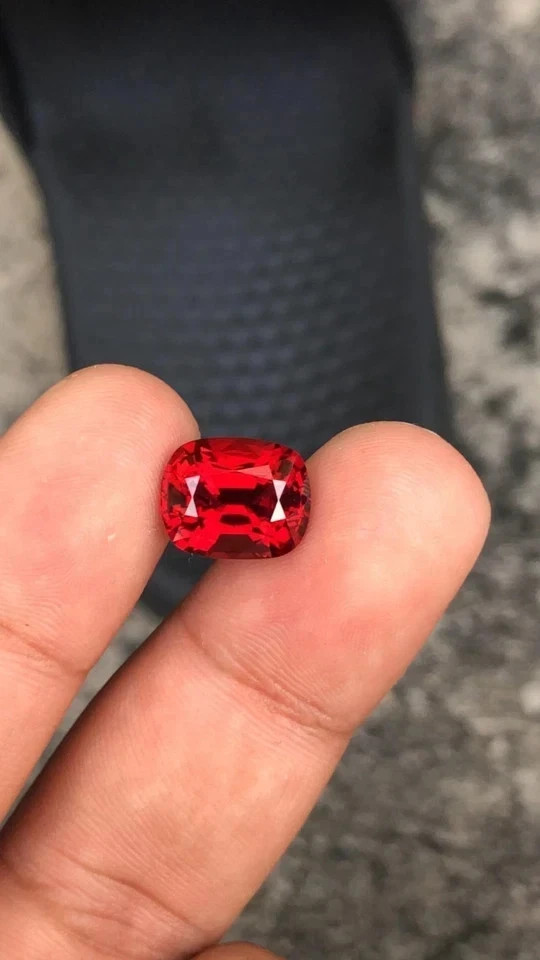 5 Ct Natura Burma Red Color Ruby Cushion Cut Certified Loose Gemstone
