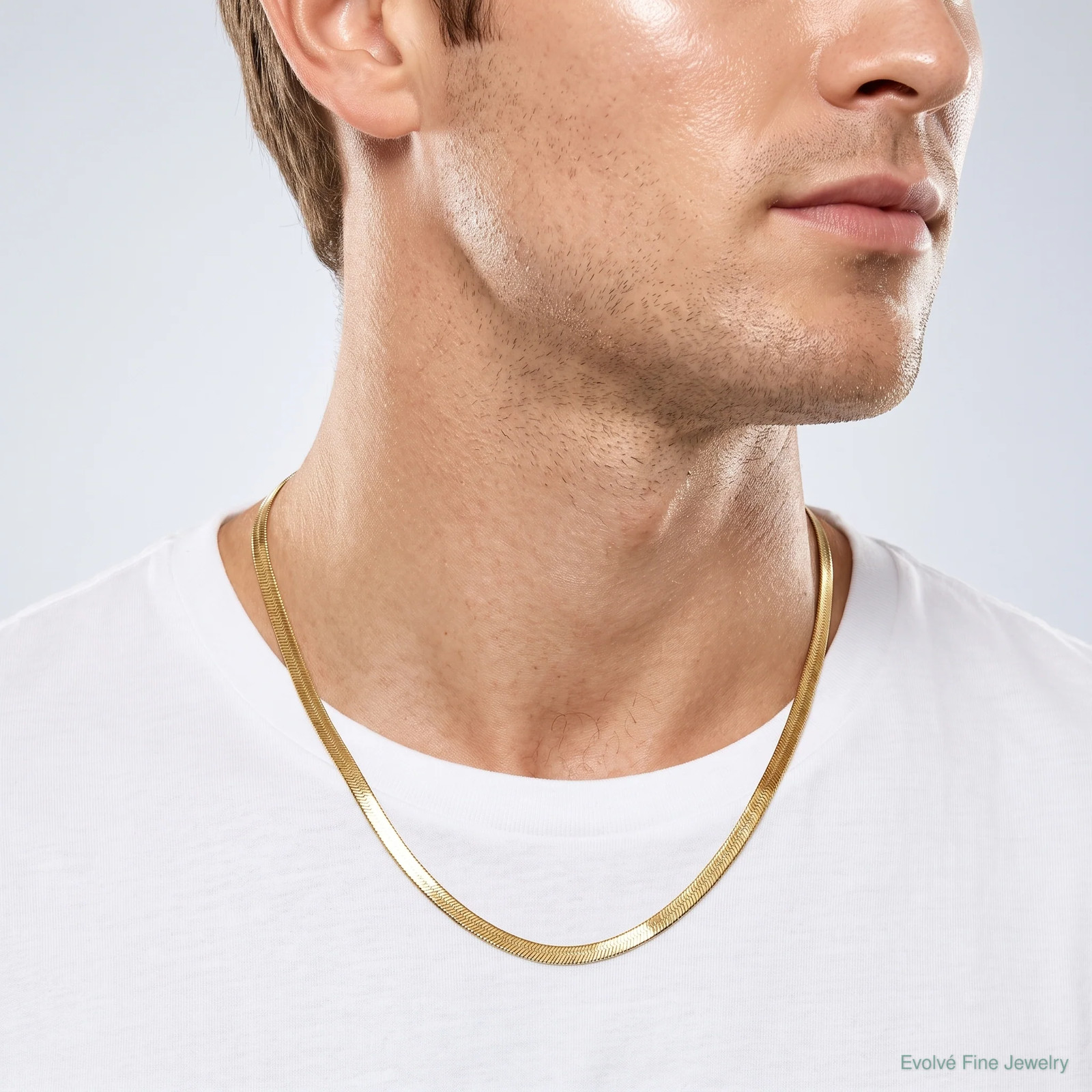 14K Yellow Gold 3mm Silky Herringbone Chain Necklace 16″-24″