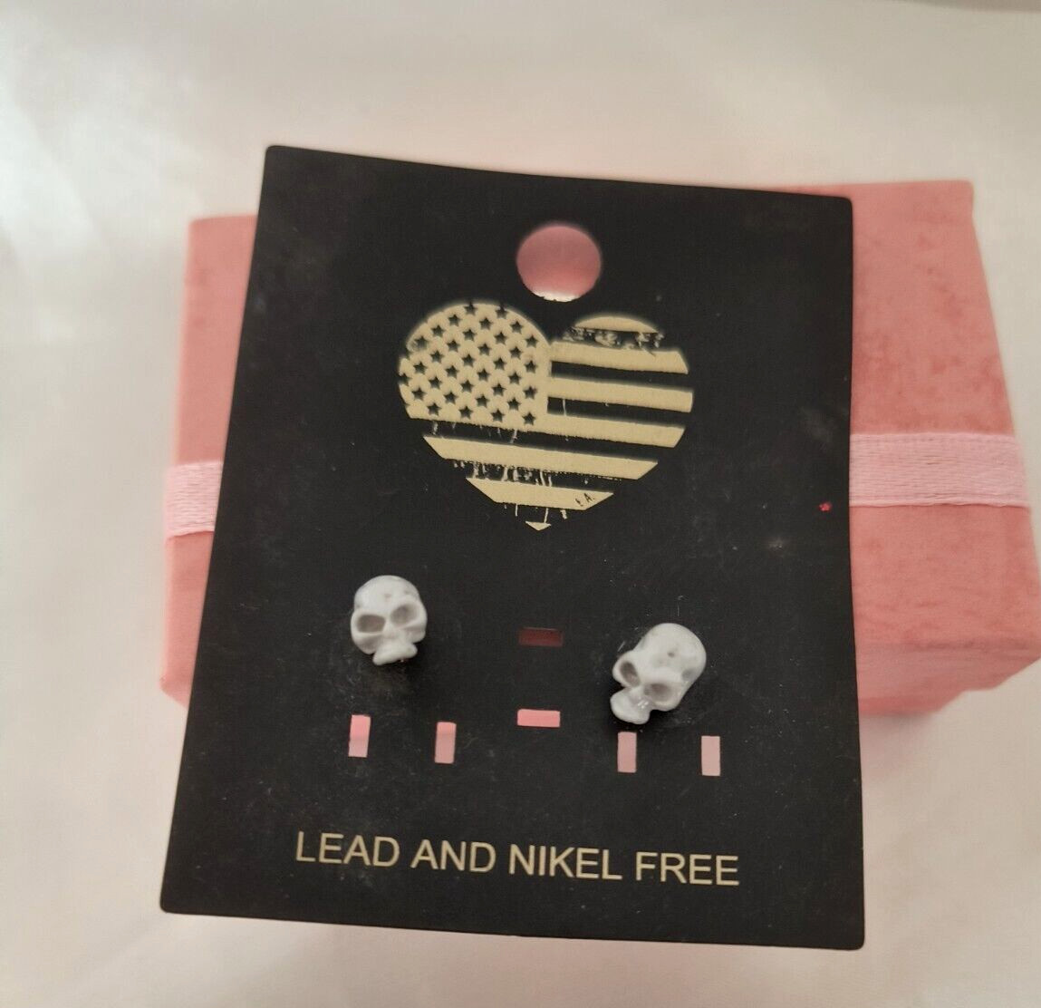 New Goth Skull Earrings Unisex Halloween Gray Lead and Nickel free