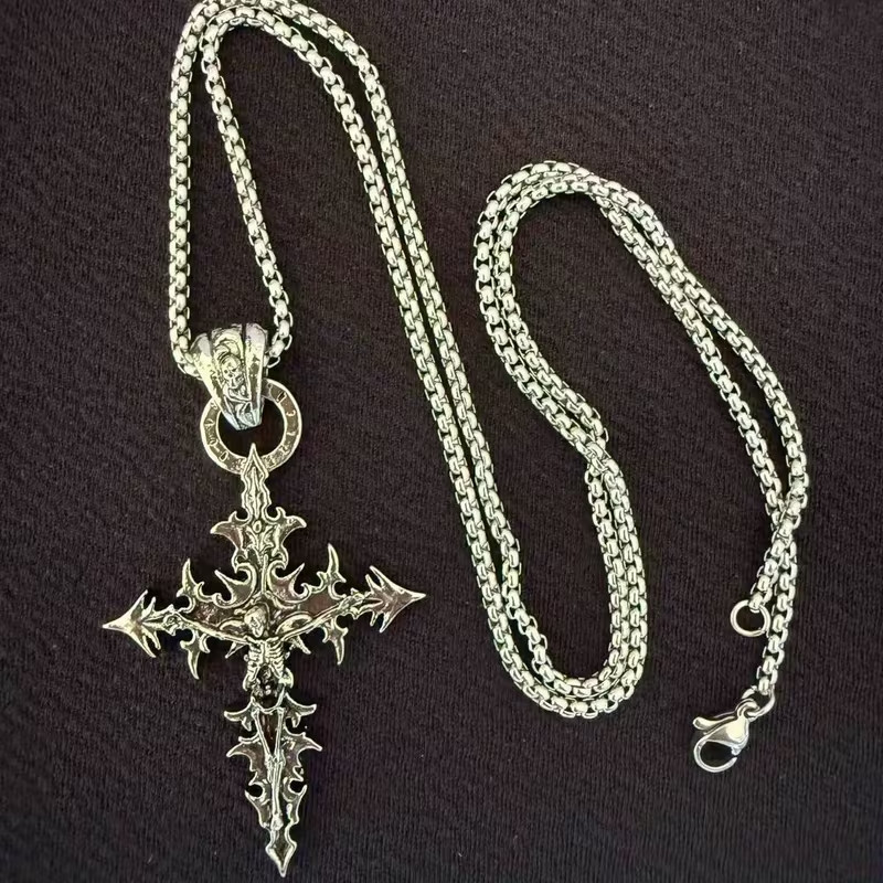 Gothic Skeleton Cross Pendant & Necklace