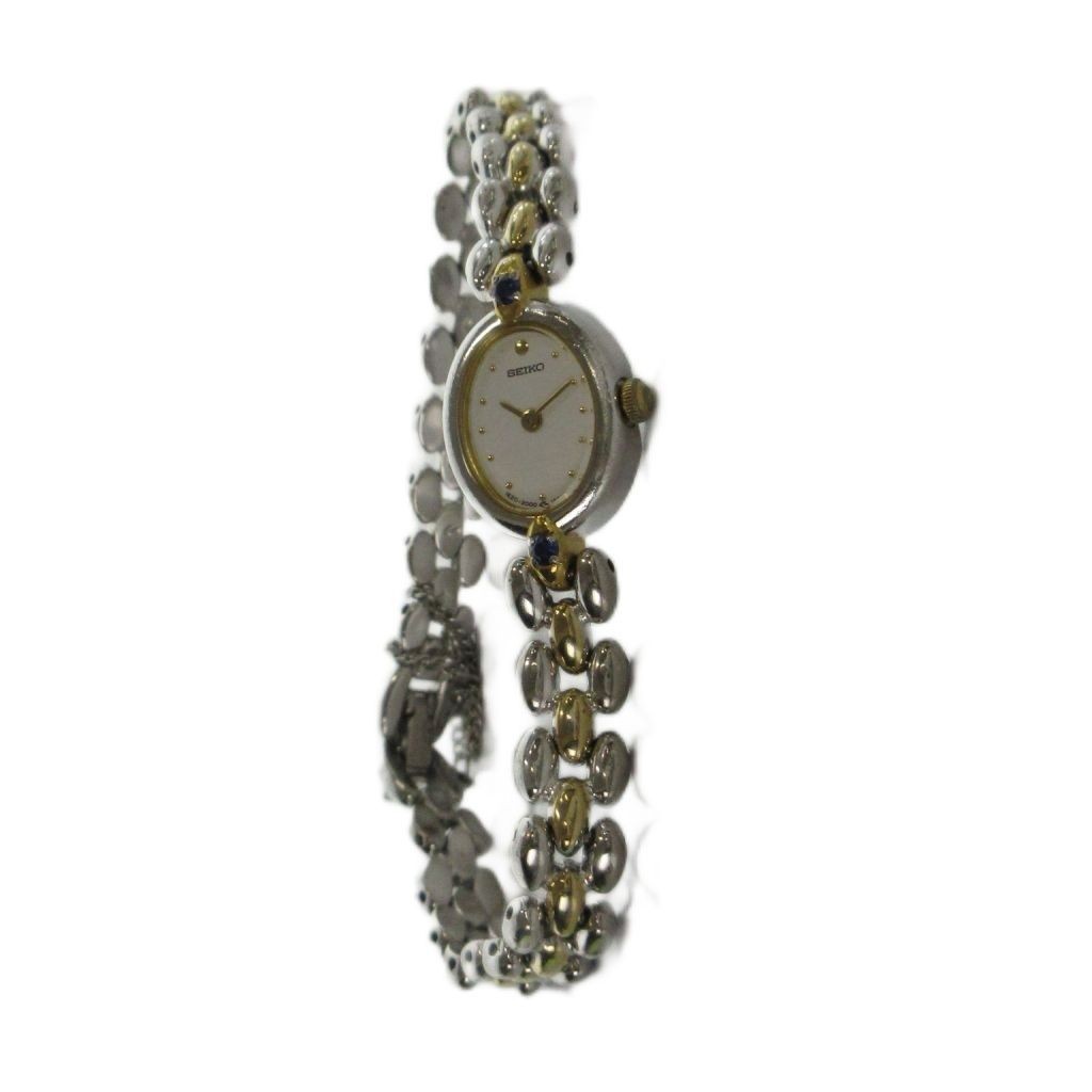 SEIKO 1E20 6160 Wristwatch Watch Quartz White Dial Silver Color Gold Color GY11