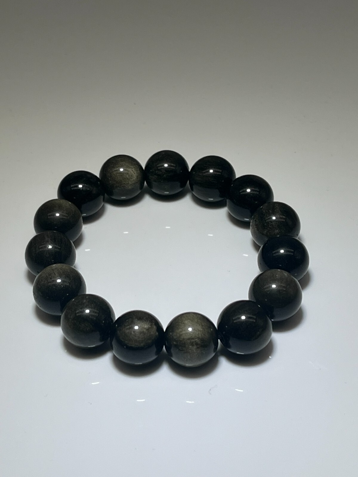 Obsidian Gold Bracelet 6-14mm Gemstone Healing Stone Natural Stone Esoteric Chakra